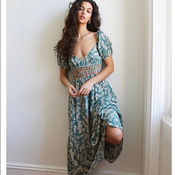 Free People Dresses & Skirts - Free People Ellie Printed Seafoam Maxi Dress